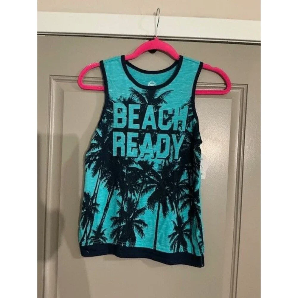 Wonder Nation Kid Tough Beach Ready Graphic Crew Tank Top Size L (10-12)